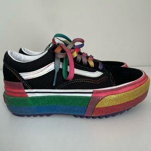 W6 Rainbow Stacked Platform Vans